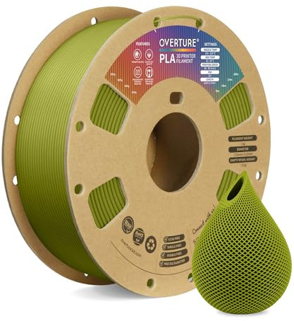 OVERTURE PLA Filament 1.75mm PLA 3D Printer Filament, 1kg Cardboard Spool (2.2lbs), Dimensional Accuracy +/- 0.02mm, Fit Most FDM Printer(Olive Green)