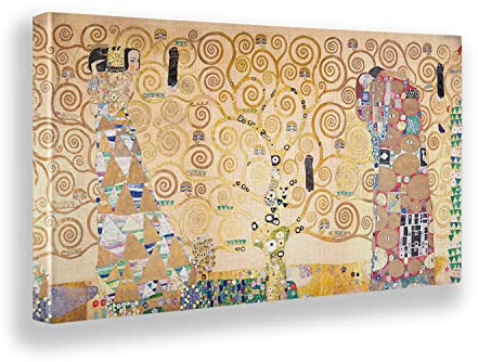 Giallobus - Gemälde - Gustav Klimt - Der Baum des Lebens - Premium Loom Canvas mit hoher Dicke - 140x80 - Bereit zum Aufhängen - Moderne Gemälde für zu Hause
