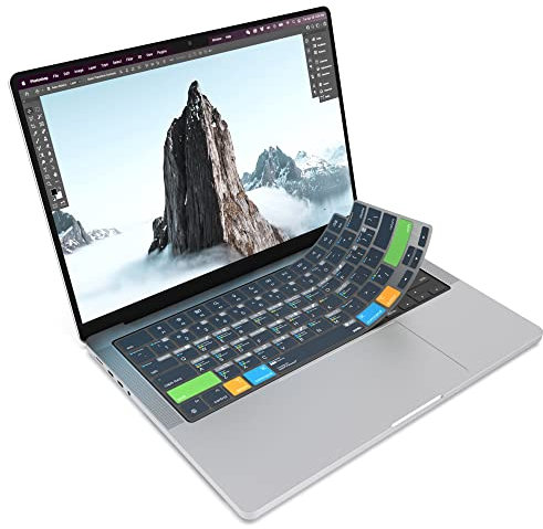 JCPal Adobe Photoshop Tastaturabdeckung für Apple MacBook Pro 14 Zoll und MacBook Pro 16 Zoll (M1-M4 Modelle) und MacBook Air 13 Zoll und MacBook Air 15 Zoll (M2-M4 Modelle) (US-Layout)
