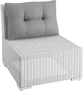 sunnypillow Loungekissen Gartenkissen Rückenkissen für Gartenmöbel Rattanmöbel | UV - beständig Outdoor/Indoor | 50x40x12 cm | Grau | Dicke 12cm | Polsterauflagen Kissen für Rattansessel