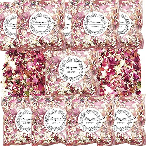 ZOOMPIL Blütenkonfetti Hochzeit, 10 Packungen Natürliches Hochzeitskonfetti, Rose Getrocknete Blütenblätter, Biologisch Abbaubare Rosenblütenkonfetti, DIY Blumenkonfetti für Hochzeits Party