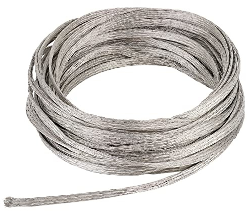 BENECREAT Alambre de cobre estañado trenzado de 3 mm, cable plano flexible para conexión a tierra y reducir el ruido, 0.8 mm de grosor