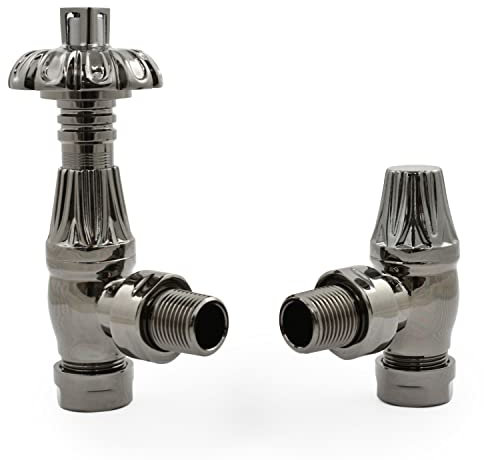 Hot Flow | Lincoln Traditional Thermostatic Radiator Valve - Angled TRV (Black Nickel)