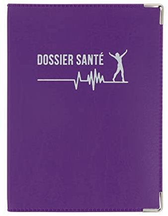 Porte Ordonnance Violet Fabrication Française Etui Carte Vitale mutuelle Dossier santé Feuilles Maladies