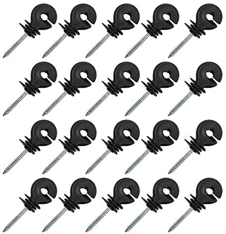 20 tornillos aisladores eléctricos de cerca, anillo eléctrico de poste de madera de esgrima para cuerdas, alambres y hebras