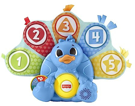 Fisher-Price BlinkiLinkis Zahlen und Farben Pfau, elektronisches Lernspielzeug mit Licht und Musik für Babys und Kleinkinder ab 9 Monaten, (Dutch) , HNN79