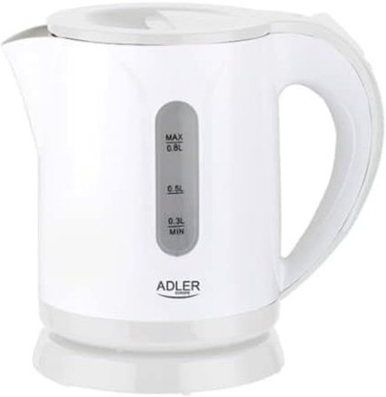 ADLER-Kunststoffkessel 0,8 l, 360°-Drehsockel, 850 W Leistung, grau