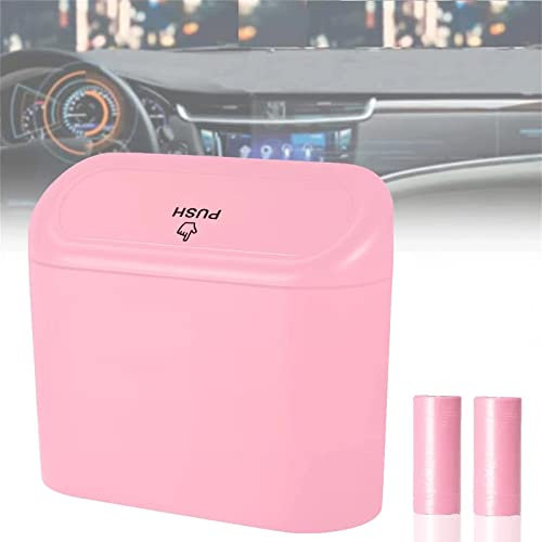 Tulsondai Poubelle de voiture, mini coffre portable à suspendre avec 2 rouleaux de sac poubelle jetable pour véhicule, maison, bureau (poubelle de voiture, rose)