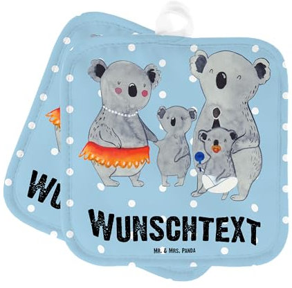 Mr. & Mrs. Panda Personalisierte Topflappen Koala Familie - Geschenke, Topfuntersetzer, Set Personalisiert, Personalisierter Ofenhandschuh, mit Namen, Koalas, Namensaufdruck, Mama, Bruder, Family