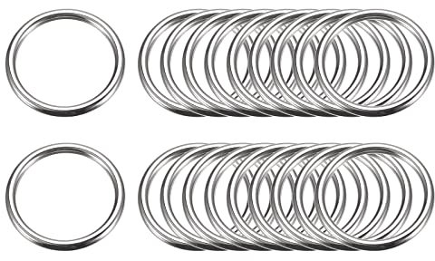 sourcing map Metall O Ringe, 20stk. 25mm (0.98) ID 3mm Stärke Mehrzweck Nicht-geschweißt O-Ring Schnalle für Handwerksgürtel Geldbeutel Tasche Hardware Herstellen, Silber Ton