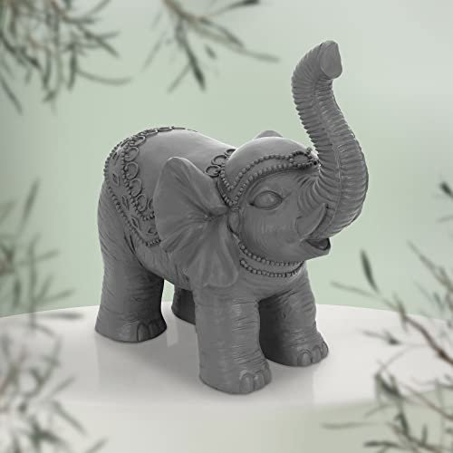ML-Design Deko Figur Elefant Grau 36x19x39 cm, Orientalische Finish, witterungsbeständig, für Innen & Außen, Glückselefant Statue als Geschenk, Feng Shui Skulptur, Reichtum Figur, Gartendeko Raumdeko