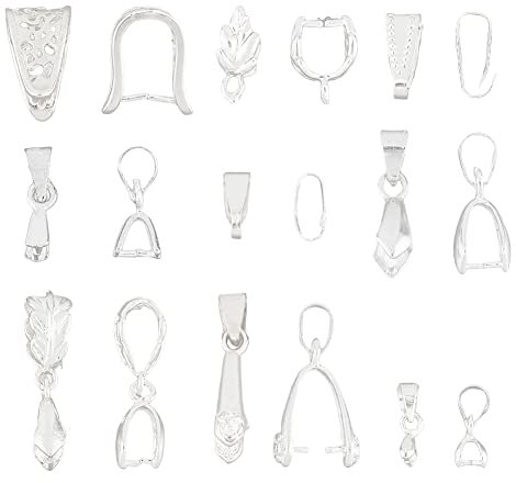 SUPERFINDINGS 96 St¨¹ck 9 Stile Messing Klemmschlaufen Silber Eispickel Schmuckverschl¨¹sse Metall Klemmschlaufe Baumelnder Charm Verschluss Clip Verbindungsst¨¹cke F¨¹r Die Herstellung von Anh?ngern