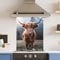 Premium 60 cm x 75 cm Highland Cow Glass 6mm Kitchen Splashback Heat Resistant Toughened Polished Edges - Back Splash Back Coloured Hob Painted Tempered Splashback