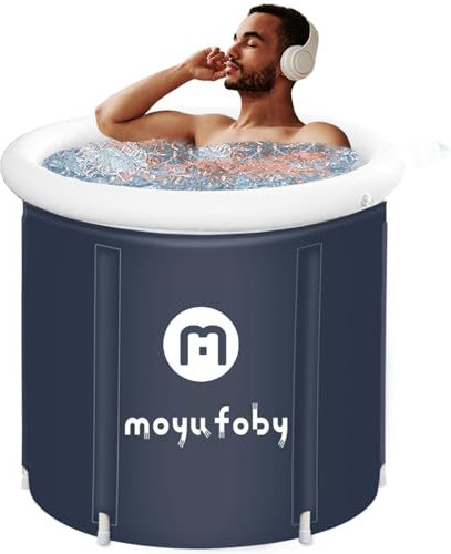 Ice Bath Tub for Adults,Inflatable Portable Bathtub for Outdoor Freestanding Soaking Tub Athletes Cold Therapy Foldable for Hot Bath Ice Bath Spa Tub for Small Space,Dark Blue(29.5x29.5 in)