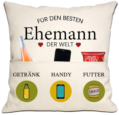 Bommex Ehemann Geschenk von Ehefrau - Bester Ehemann in der Welt Kissenbezüge 18x18 Zoll Mit 3 Taschen für Geburtstag Valentinstag