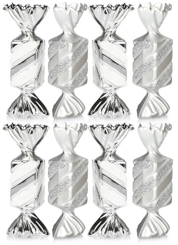 com-four® 8X Christbaumanhänger Bonbon - Weihnachtskugel Geschenkbonbon - Christbaumschmuck in Bonbon-Form für die Weihnachtsbaum-Dekoration - bruchfester Baumschmuck