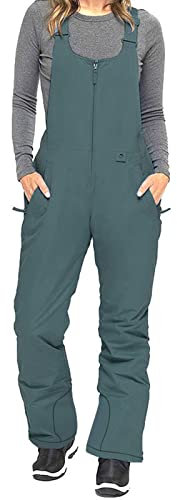 Nokiwiqis Damen Schnee Ski Latzhose mit verstellbaren Trägern Wasserdichter Winddichter Snowboardhose Sportlicher Overall Essentielle Isolierte Schneehose (Grau, XXL)