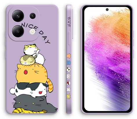 XINYEXIN Cover per Xiaomi Redmi Note 13 4G, Custodia in Silicone Morbido Antiurto Ultrasottile con Motivo Carino, Design a Bordo Dritto - Kitten, Purple