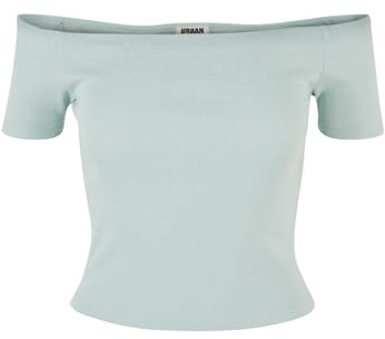 Urban Classics Women's Ladies Organic Off Shoulder Rib Tee T-Shirt, Frostmint, S