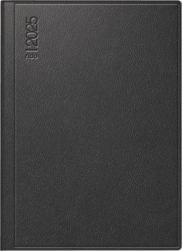 rido/idé Taschenkalender Modell Technik III (2025), 1 Seite = 1 Tag, A6, 384 Seiten, Leder-Einband Nappa Provence, schwarz
