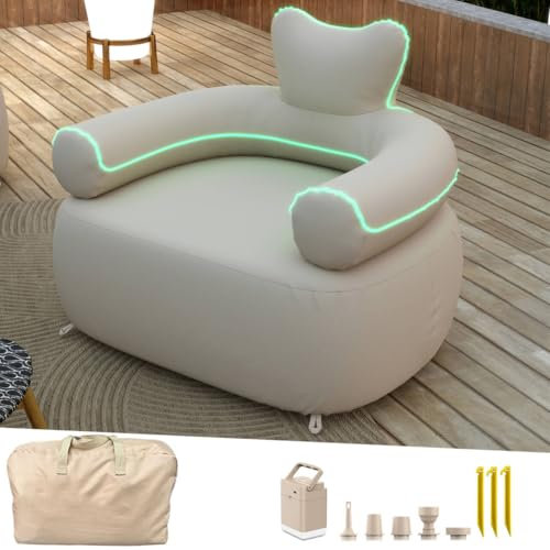 LUOOV Faltbarer aufblasbarer Couch Sofa Camping Stuhl für Erwachsene Sofa Unterstützung 660lbs Camping Eingebaute elektrische Luftpumpe
