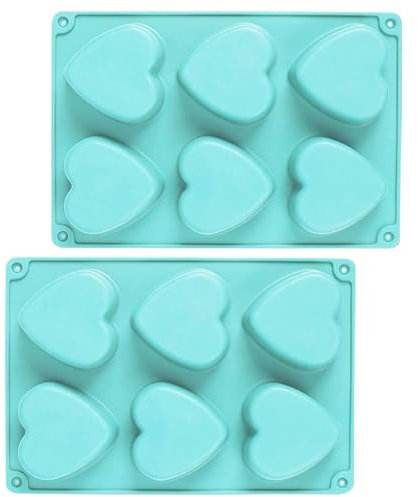 INHEMING 6-Cavity Heart Silicone Mold for Cupcakes, Chocolates, Ice Cubes, Cookies and Butters