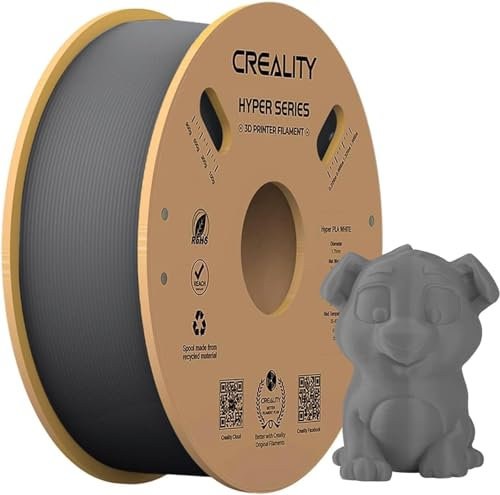 Offizielles Creality High Speed PLA Filament 1.75mm, Hyper 30-600mm/s 3D Drucker Filament PLA, 1KG(2.2lbs) Spule Grau PLA, Maßgenauigkeit +/-0.02mm, Passend für die meisten FDM 3D Drucker (Grey)
