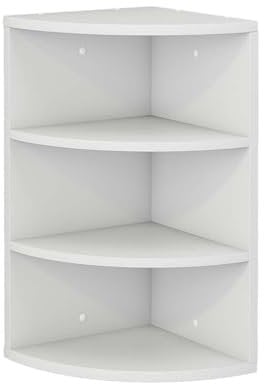 Eckregal Corner 60 Weiß, Bücherregal 3 Fächer, Eckregal stehend, aus Holz 30x30x60 cm schmal, Eckholzregal