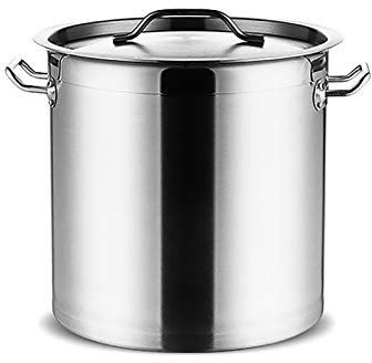 WJFLUCK Suppentopf Großer Suppentopf, Suppentopf aus Edelstahl in Lebensmittelqualität, Upgrade mit großem, dickem Boden, versunkener Topfdeckel, 7 Größen (Farbe: Silber, Größe: 45 cm x 45 cm)
