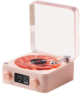 The Waves Vinyl Player, 2024 New Waves Vintage Vinyl Record Player Bluetooth Speaker, Wireless Bluetooth Speaker Stereo Sound Sleep Aid with RGB Light, Support TF Card