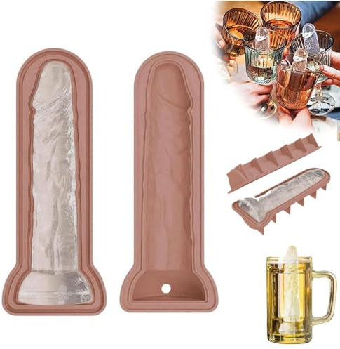 Drôle Bacs à Glaçons Pour Adultes Bacs à Glaçons Reutilisable Avec Couvercle Boules à Chocolat Pour Gâteaux Et Pâtisseries Moule à Glaçons Pour Whisky Pour Fête Anniversaire (Brun)