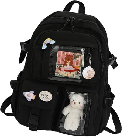 Generisch Schultasche | Rucksack für Teenager,Ästhetischer Rucksack mit großem Fassungsvermögen und -Anstecknadel für Cosplay, Schule