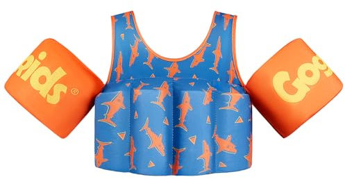 Chaleco de natación para niños con brazaletes no inflables, chaquetas de natación de flotabilidad ajustable para niños, flotadores de natación de tela suave y elástica, adecuado para niños y niñas de