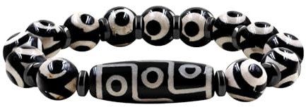 Tobestu Schwarzes Dzi Perlenarmband - Natürliche Achatperlenarmbänder Perfekt für den täglichen Gebrauch und besondere Anlässe YA5102