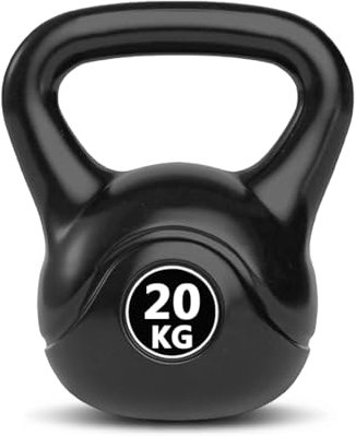 Bestfor Kettlebell Vinyl Coated, Black, Weight Lifting Strength Kettle Bell, for Training, Cardio, Fitness, Muscle Exercise Chart, Body Building, Home Gym Workout 20kg