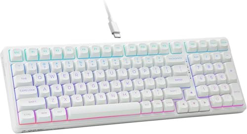 E-Yooso Z-99 Kremiige Mechanische Tastatur, QWERTY Hot Swappable,Vorgeschmierte Linearschalter,Gusskonstruktion mit Schallisolierschaum,RGB-Beleuchtung,99-Taste-Benutzerdefinierte Gaming-Tastatur