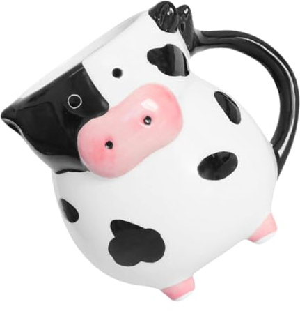 MOLUCKFU Cow Shaped 20oz Ceramic Coffee Mug Large Cute Cow Mug Non-Skid Feet for Office and Home Use