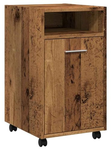 vidaXL Schrank mit Rollen Altholz-Optik 33x38x60 cm Holzwerkstoff, Sideboard, Wohnzimmerschrank, Schrank mit Rollen, Beistellschrank, Konsolenschrank