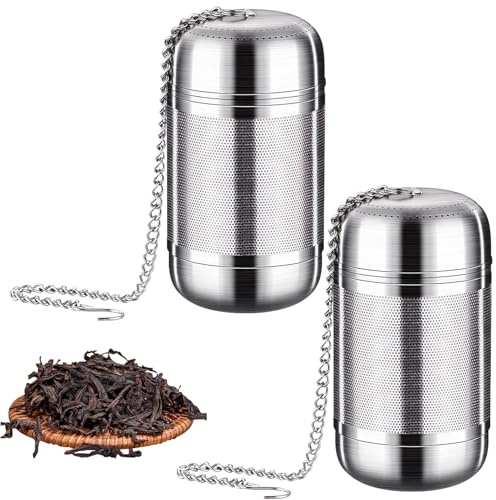 2 Teesiebe für losen Tee,304 Edelstahl Teefilter,Teesieb für Teekanne | mit Kette Teeei Edelstahl, wiederverwendbar, feinmaschig, für Teekannen, Teetassen, Teeliebhaber