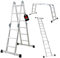 PROREGAL Sprossen-Mehrzweckleiter MULTISTEP mit TÜV/GS Zertifizierung und EN 131-Standard, 4-teilig Aluminium, 4x3 Sprossen, bis zu 3,6m Höhe, Traglast 150kg, Arbeitsgerüst Stehleiter Anlegeleiter