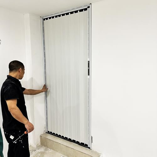 Falttür Falttüren Weiße Falttür Innentüren, 180 185 190 195 200 205 Cm Hoch, Falt Und Raumspartür Mit Zarge Komplett Für Kellereingang, Faltschiebetür Küchentür Badezimmertüren(110x180cm/43.3x70.9in)