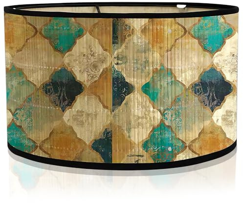 WIYETY Lámpara Vintage: 1 Pieza Pantalla Decorativa De Forma Cilíndrica Rústica, Funda De Lámpara Tejida para Sala De Estar Y Dormitorio (30x20 cm, Amarillo Verdoso)