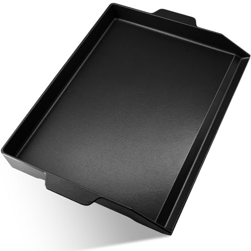 Hiorucet Gusseisen-Grillplatte für Gasgrills und Backofen, große flache Oberseite, universeller Grill, Grillpfanne mit Griffen für drinnen und draußen, Camping, Partys, 58,4 x 40,6 cm.