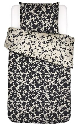 ESSENZA Bettwäsche Imara Anthrazit, 135x200 cm + 1x 80x80 cm - 100% Baumwollpercale 200TC - Blumen
