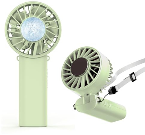 LUTW Turbo Ventilatore Portatile con Raffreddatore a Ghiaccio, Mini Ventilatore Portatile Ricaricabile USB, Ventola a Mano Operata a Batteria da 3000mAh, Ventola Pieghevole Regolabile a 120° per