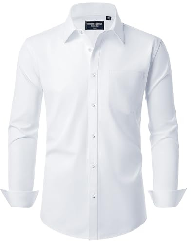 Alimens & Gentle Men's Long Sleeve Shirt Business Formal Regular Fit Button Down Dress Shirts with Pocket
