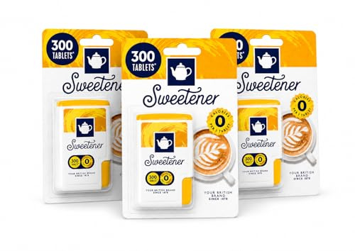 E-Ficci Sweetener Bundle – Sweetener Tablets Pack of 3 – 300 Tablets Each (900 Total), Zero Calorie Sugar Substitute for Tea & Coffee, Tablet Dispenser Sweetener with Thank You Card