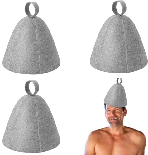 3 Stück Saunahut Grau, Sauna Zubehör Für Damen Und Herren, Universelle Größe Sauna Mütze Aus Filz, Ideal Für Wellness, Sauna Und Reisen