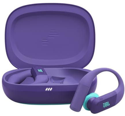 JBL Endurance Peak 4 Auriculares Deportivos Intra aurales e inalámbricos con cancelación de Ruido, Bluetooth, 48 h de autonomía, Ajuste Seguro TwistLock, IP68, Sonido JBL Pure Bass, Violeta