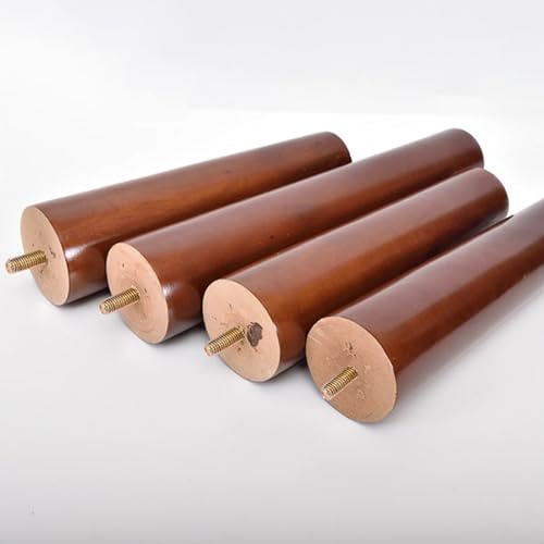 Verstellbare Möbelbeine 4er Set Naturholz Schrankfüße Runde Tischbeine Vintage Ersatz für DIY Sofa Stuhl Couch - Walnuss Finish